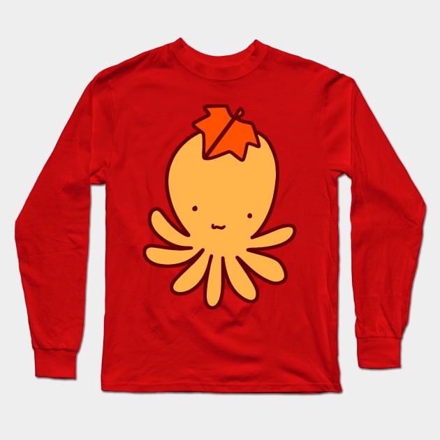 Red Leaf Octopus Long Sleeve T-Shirt by saradaboru